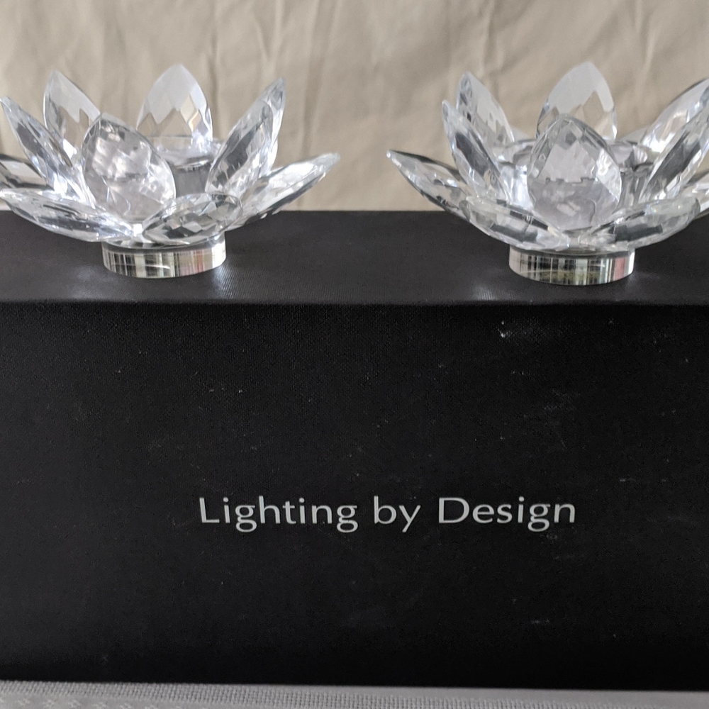 Shannon Lotus Crystal Votive Pair